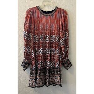 Tanvi Kedia Anthropologie Mini Dress Size Small Boho Peasant Batik Sequined